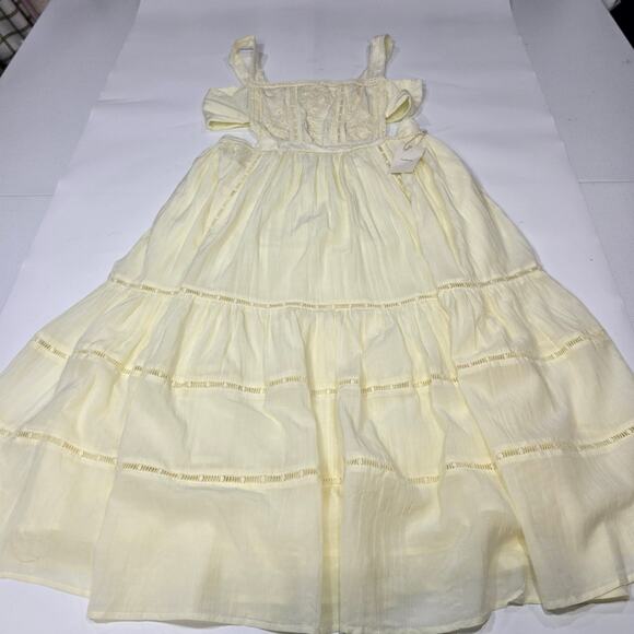 Tularosa Eleanora Embroidered Dress in Mellow Yellow Large - Picture 2 of 13